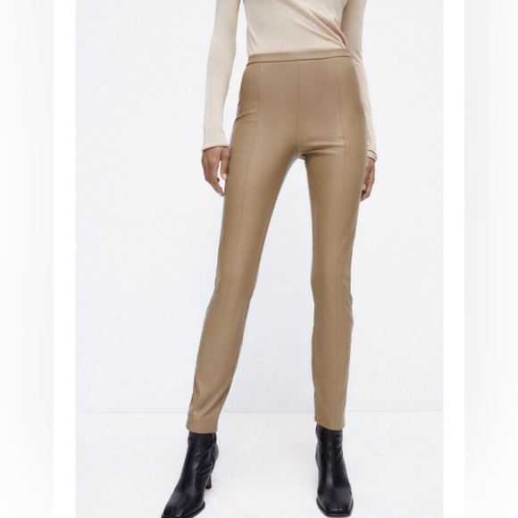 NWT Zara Faux Leather Skinny Women's Pants Leggings with Side Zipper XS - Picture 2 of 4